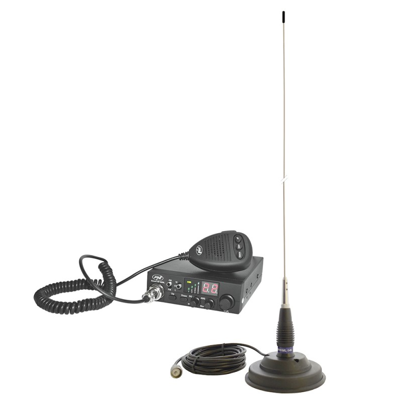 Kit Statie radio CB PNI Escort HP 8000L ASQ + Antena CB PNI ML145 cu magnet