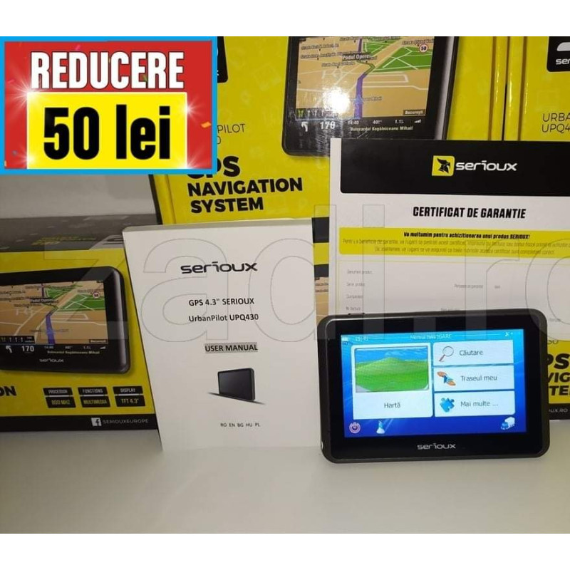 Sistem GPS Serioux Urban Pilot UPQ430, diagonala 4.3",  harti  Full europa -garantie 3 ani